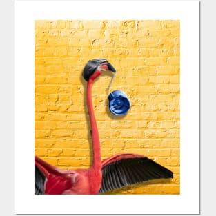 Flamingo With Classic Blue Yo-Yo Posters and Art